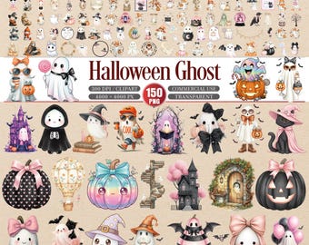 Halloween Ghost Clipart Bundle 150 PNG Designs