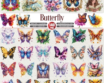 Butterfly Clipart Bundle PNG Floral Butterfly Art