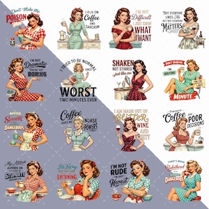Rolig sarkastisk 1950-tals retro hemmafru PNG Clipart-paket bild 2