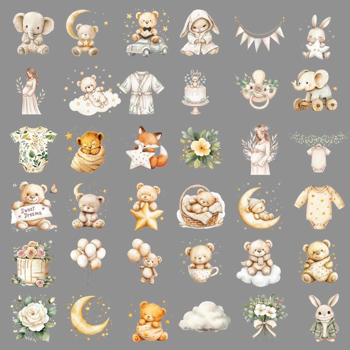Neutral Baby Shower Clipart Gender Neutral Nursery Collection PNG - Etsy