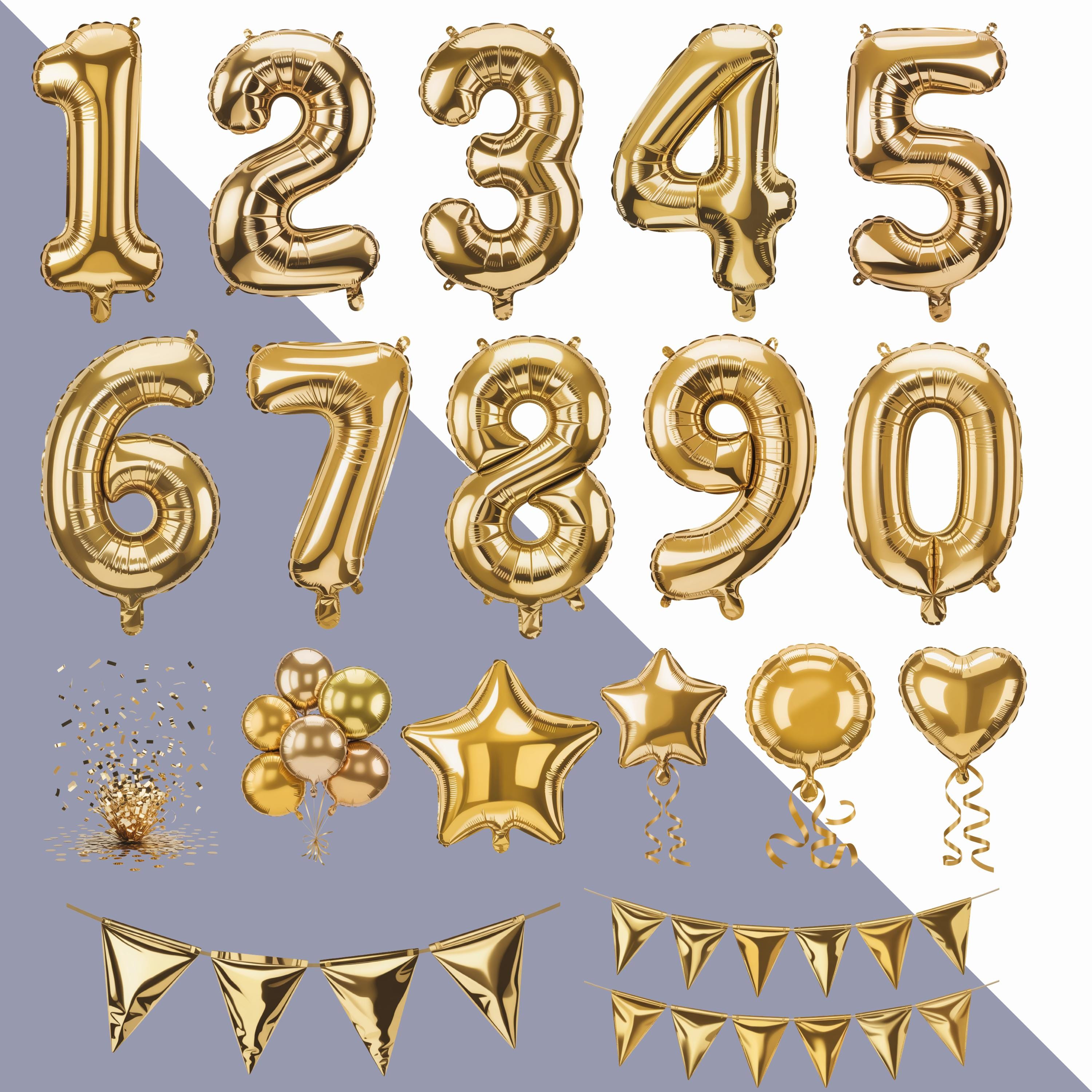 Foil Balloon Numbers PNG Clipart Party Decorations Set - Etsy