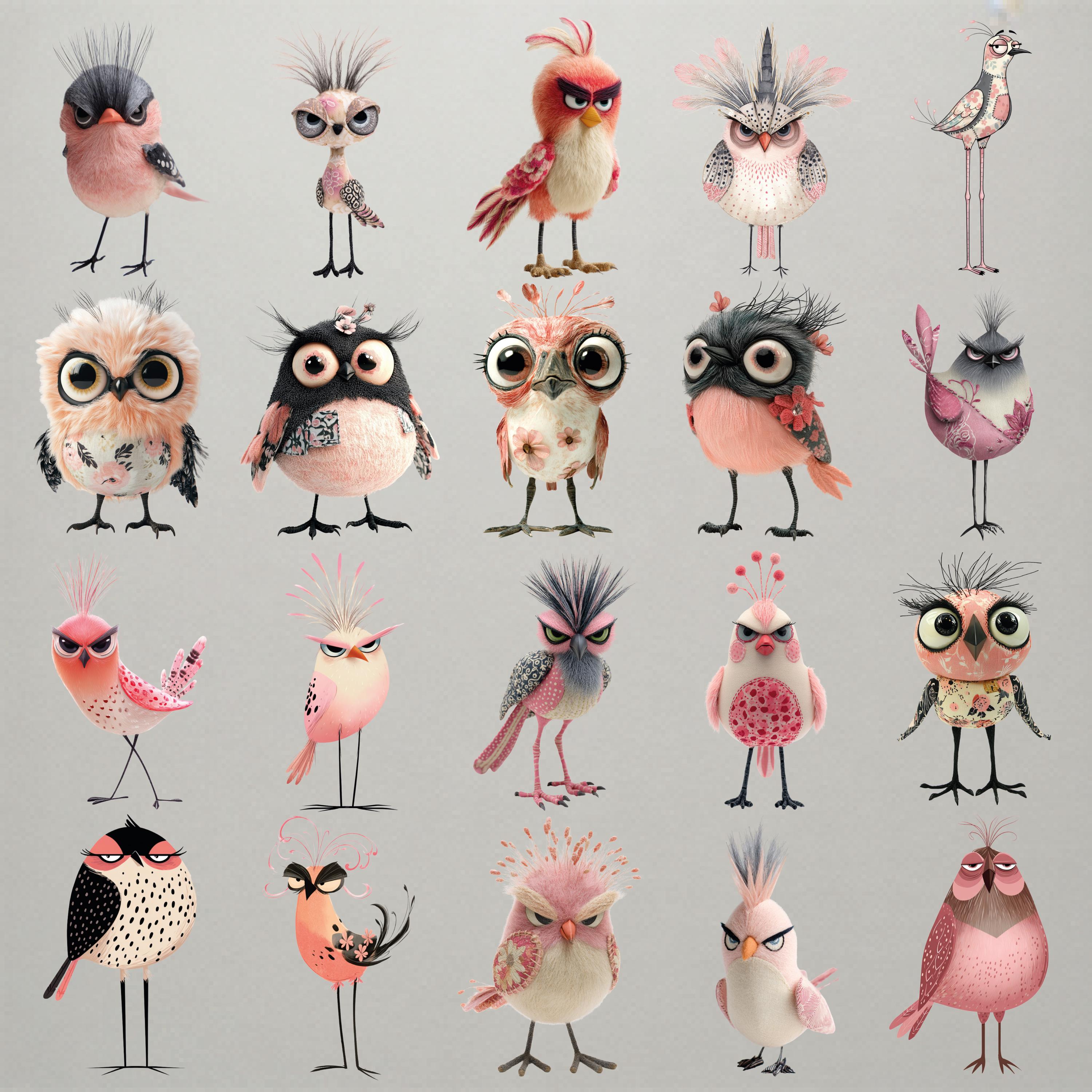 Quirky Grumpy Birds Clipart Bundle 125 PNG - Etsy