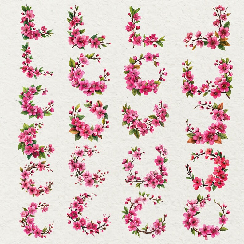 Cherry Blossom Clipart Bundle 180 PNG Transparent Commercial Use - Etsy