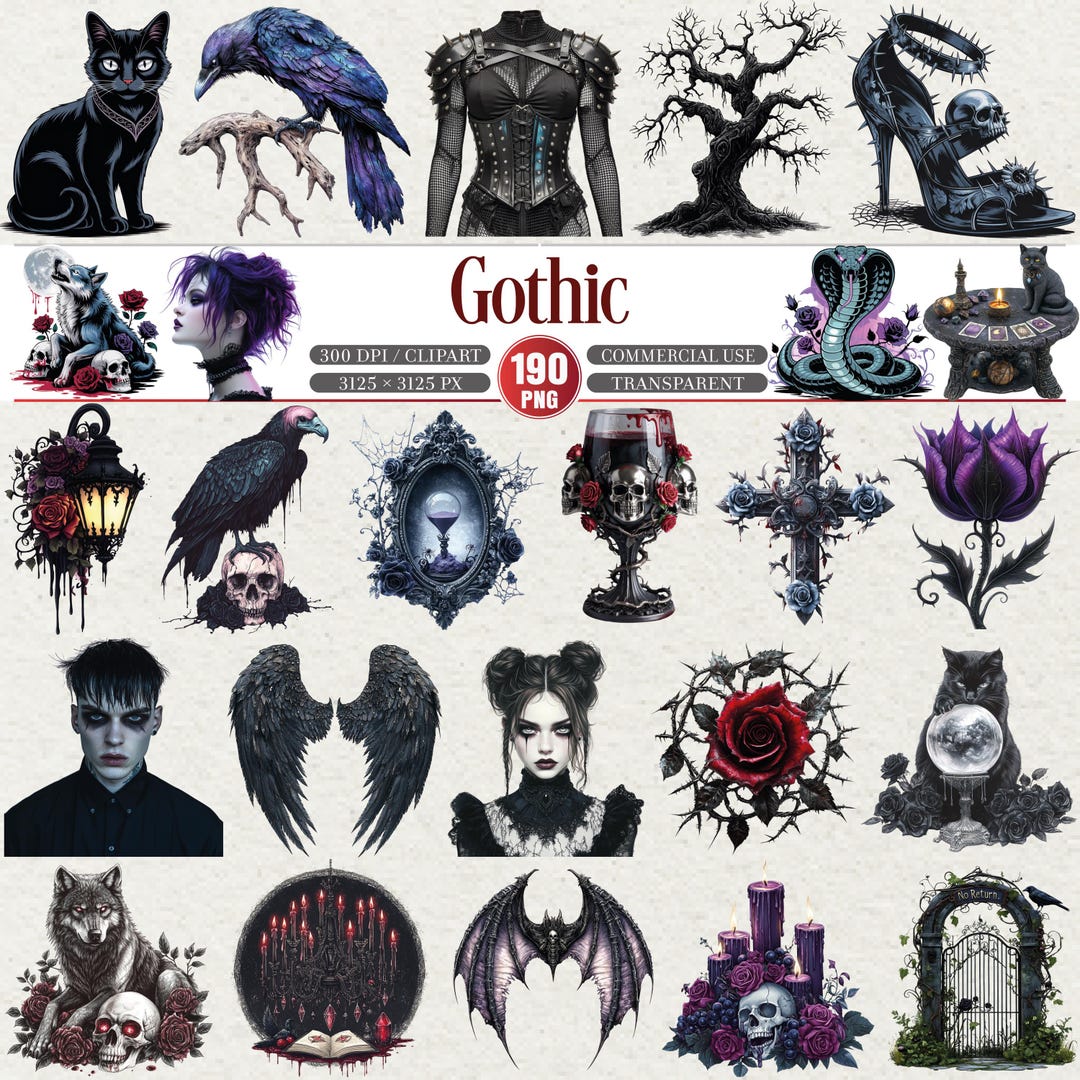 Gothic Clipart Bundle PNG Dark Occult Symbols Art - Etsy
