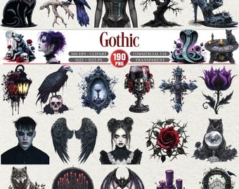 Paquete de imágenes prediseñadas góticas PNG con símbolos ocultos oscuros