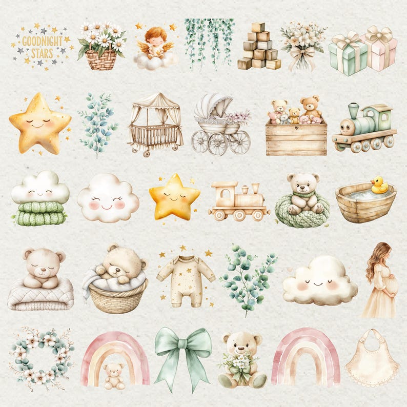 Neutral Baby Shower Clipart Gender Neutral Nursery Collection PNG - Etsy
