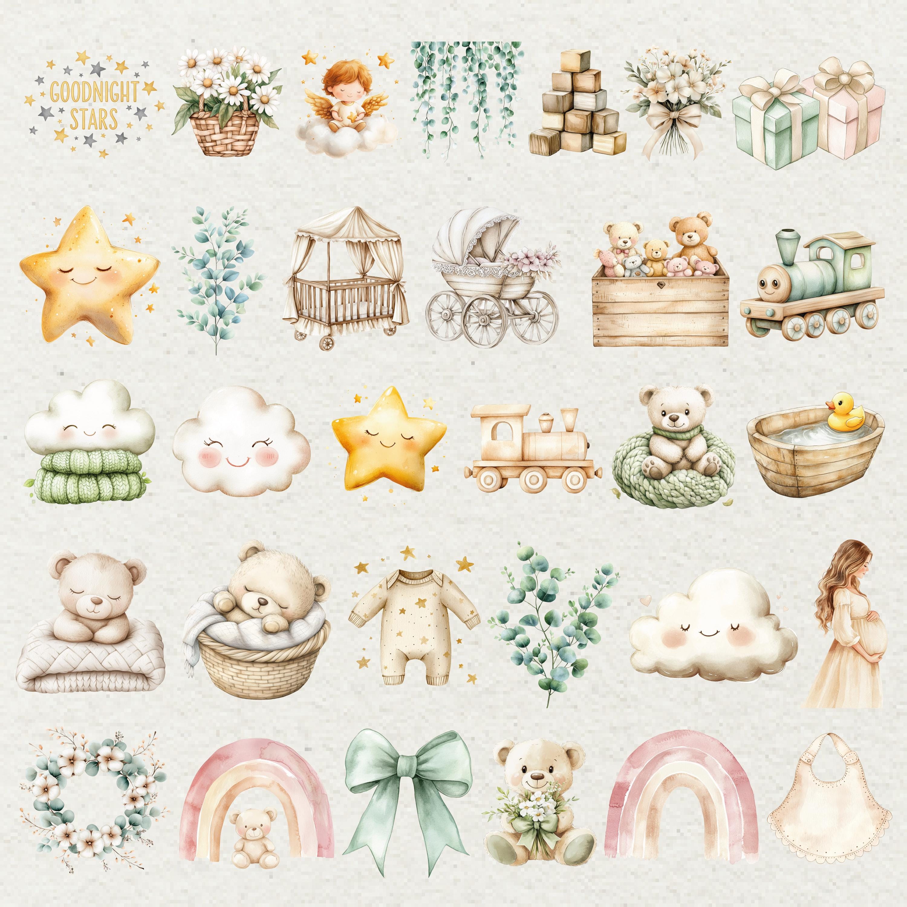 Neutral Baby Shower Clipart Gender Neutral Nursery Collection PNG - Etsy