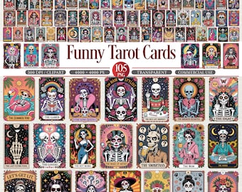Funny Tarot Cards Clipart Set 105 PNG 300 DPI Digital Download