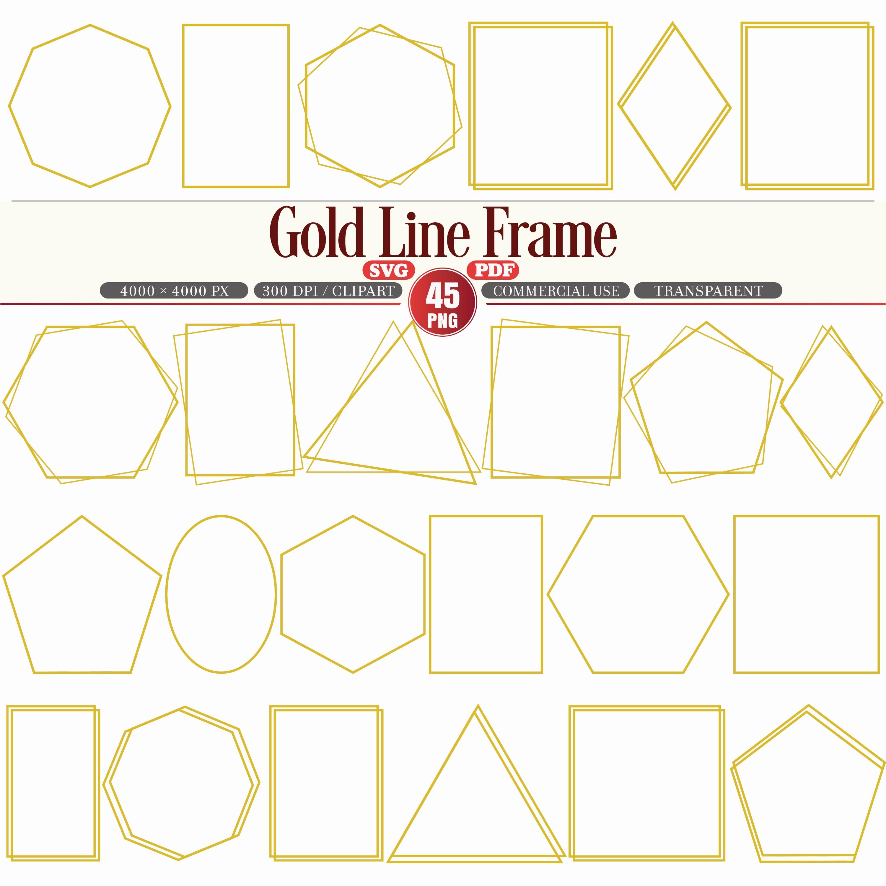 Gold Line Frame SVG PNG PDF Geometric Outline Bundle - Etsy