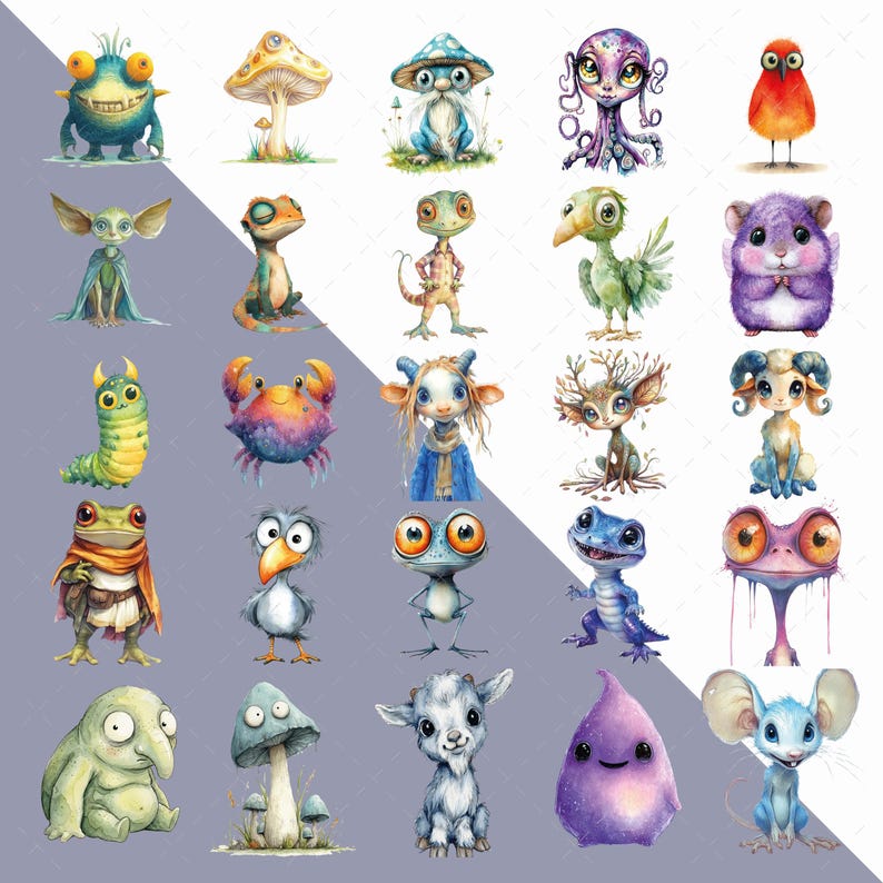 Whimsical Fairy Creatures Clipart Bundle 150 PNG Transparent - Etsy