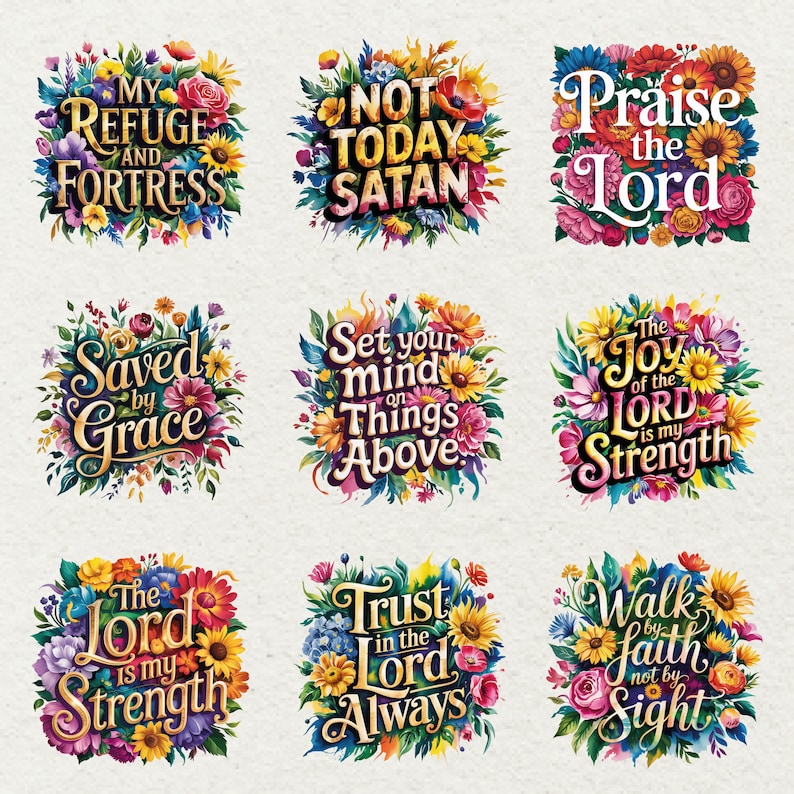 Christian Faith Quotes Clipart Bundle PNG Religious Sayings - Etsy