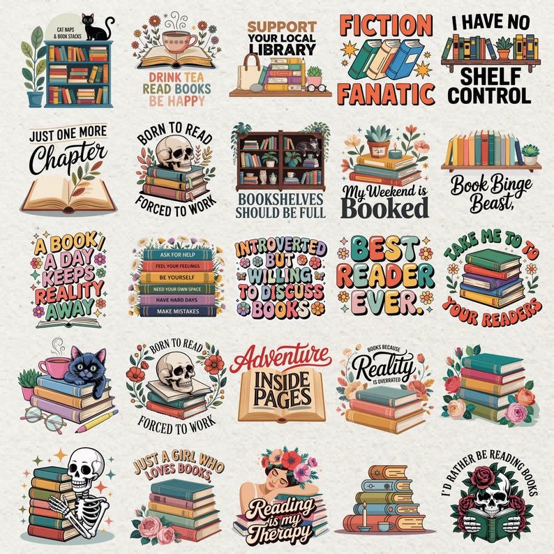 Book Quotes Clipart Bundle Reading Sayings 200 PNG - Etsy