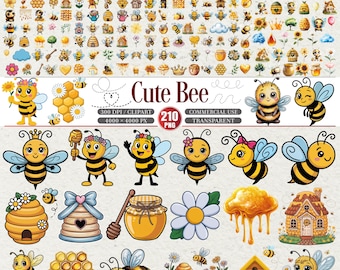 Bee Clipart Bundle 210 PNG Transparent