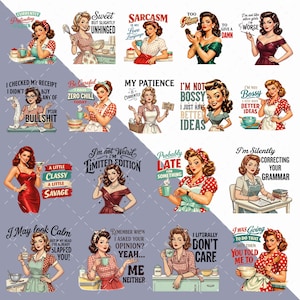 Rolig sarkastisk 1950-tals retro hemmafru PNG Clipart-paket bild 4