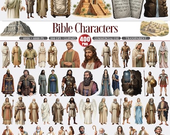 Bible Characters Clipart Bundle, Biblical Figures PNG Set