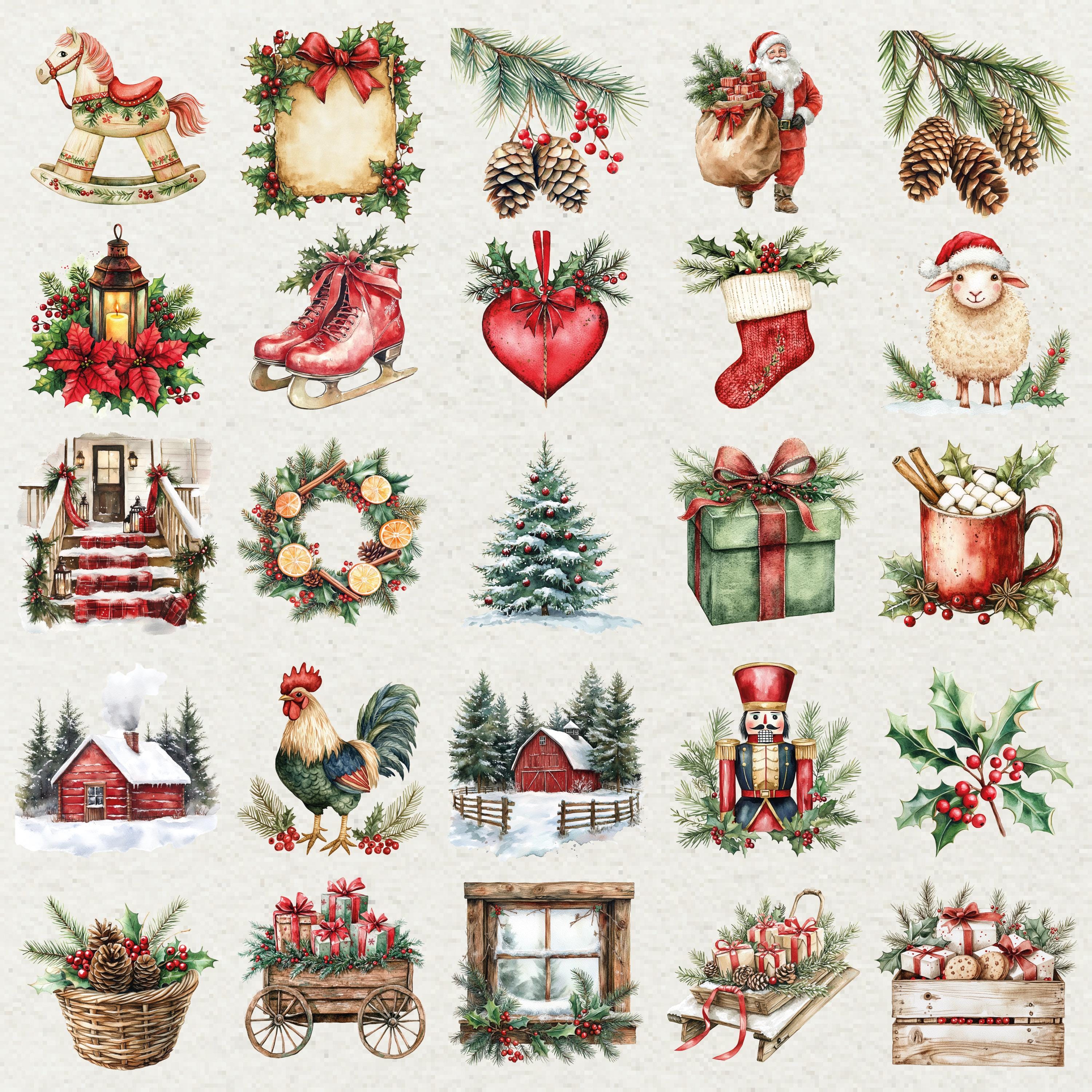 Rustic Country Christmas Clipart Bundle PNG Set - Etsy