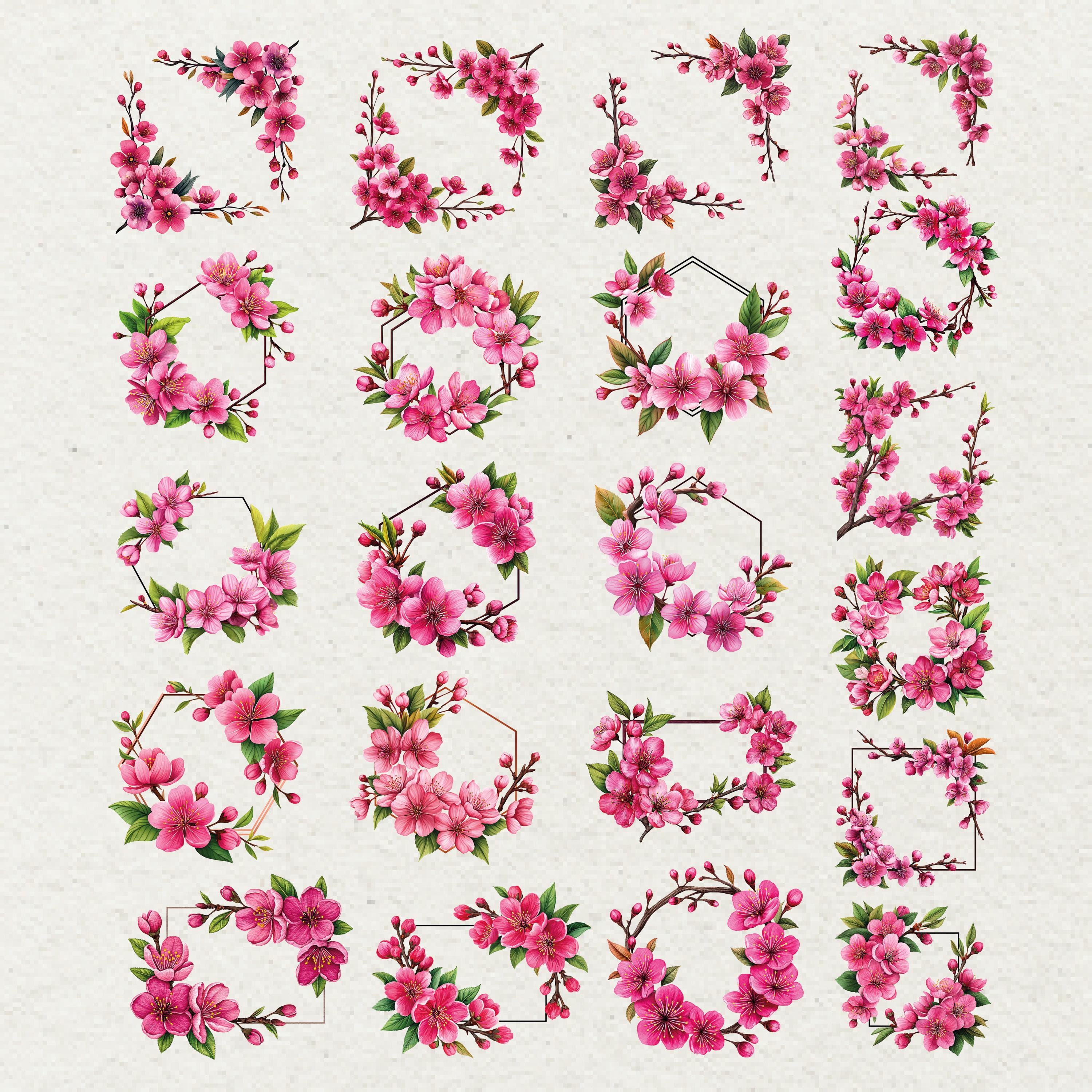 Cherry Blossom Clipart Bundle 180 PNG Transparent Commercial Use - Etsy