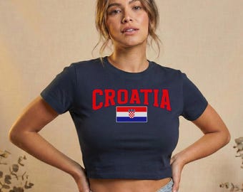 Croatia Shirt Croatia Tshirt Hrvatska Croatia Flag Crop Soccer Tee Cute Y2k Top Soccer 2026 Soccer T Shirt Soccer Fan Gift