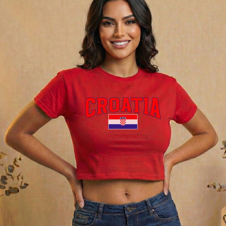 Croatia Shirt Croatia Tshirt Hrvatska Croatia Flag Crop Soccer Tee Cute Y2k Top Soccer 2026 Soccer T Shirt Soccer Fan Gift image 5