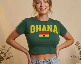 Ghana Y2K Crop Top África Y2K Baby Tee Ghana Jersey Style Brazil Crop Top República Dominicana Fan Tee