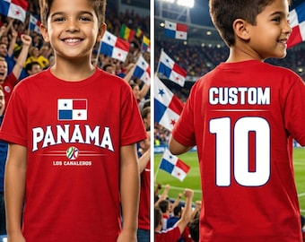 Panama flag kids tee | Custom name and number soccer jersey style