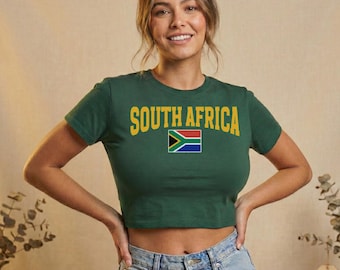 South Africa Jersey Crop Soccer Tee South Africa Shirt Football Shirt South Africa Tee Match Day Top Soccer Supporter African Heritage