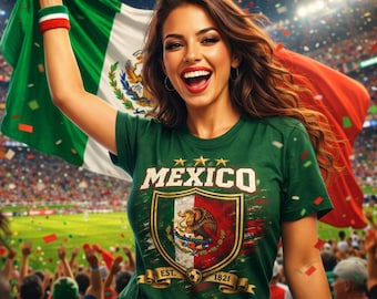 Mexico Soccer Shirt | Mexican Crest Tee Mexico Team Tee Game Day Soccer 2026 | Soccer Fan Gift