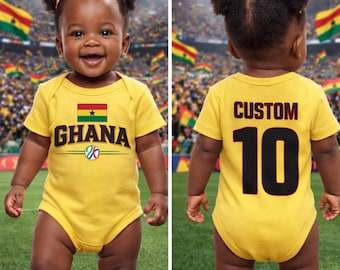 Ghana Flag Logo Infant Bodysuit | Custom Name and Number Back