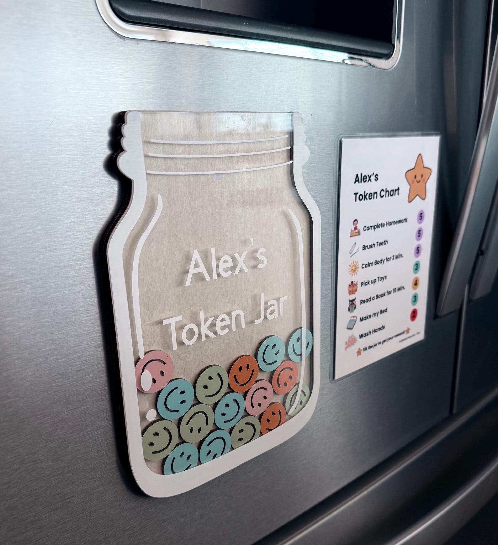 Personalized Token Reward Jar | Kids Chore Chart, Magnetic, ADHD & ASD ...