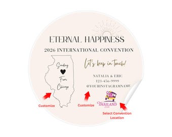 Stickers JW Convention internationale 2026 Eternal Happiness, Permet de rester en contact Stickers Convention, Cadeaux Convention JW Dimensions 2 x 2