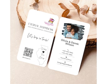 2026 Eternal Happiness International Convention Contact Cards with Picture and QR Code, JW Contact Cards, JW Custom Keep In Touch Gift