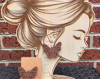 Handcrafted Walnut Wood Butterfly Earrings - Lightweight Nature-Inspired Dangles