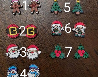 Handcrafted Laser-Cut Christmas Stud Earrings – Hand Painted