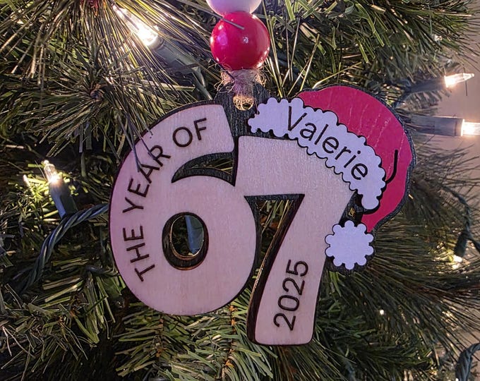 Featured listing image: Personalized "67" Meme Ornament - Custom Name 6-7 Viral Kid Trend