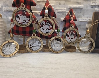 Personalized Acrylic & Wood Christmas Ornaments – 6 Charming Designs – Merry Christmas