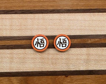 Handmade Goku Kanji Stud Earrings – Dragon Ball Anime Gift
