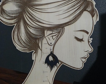 Laser Cut Bat Earrings, Hand Painted Halloween Dangles