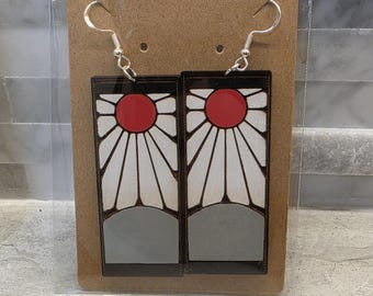 Tanjiro Earrings Demon Slayer Anime Earrings Hanafuda Checkered Lightweight Wood