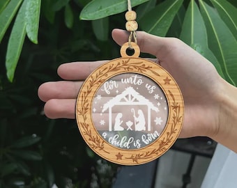 Handcrafted Layered Christian Christmas Ornaments - Made with Acrylic and Wood