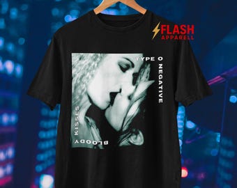 Type O Negative Bloody Kisses T-shirt, 90-tals retro metalband merchandise-t-shirt