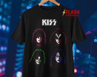Vintage Kiss Band T-shirt | Retro Rockmusik Fan Merch T-shirt | Sweatshirts med huvtröja