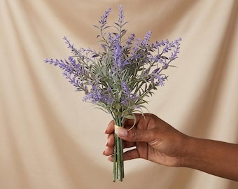 Flockad konstgjord lavendelbukett, 27 cm, Provence Decor
