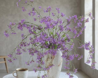 Konstgjorda jasmingrenar, sidenblomstjälk, minimalistisk Japandi-dekor (4 stjälkar)