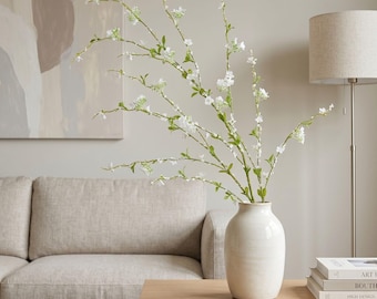 Konstgjorda grenar av vita blommor, konstgjorda citrusblomstjälkar, nordisk minimalistisk blomsterdekor