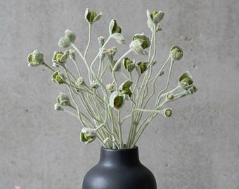 Äkta flockad blomknoppstjälk, 1 st gör-det-själv blomsterarrangemang, minimalistisk inredning