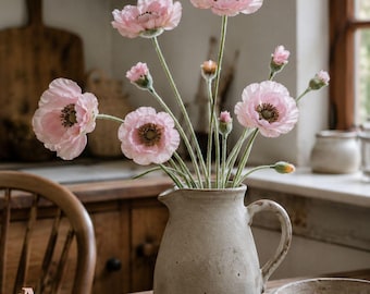 Vallmo i konstsilke, 65 cm lång konstblomma, rustikt arrangemang för heminredning