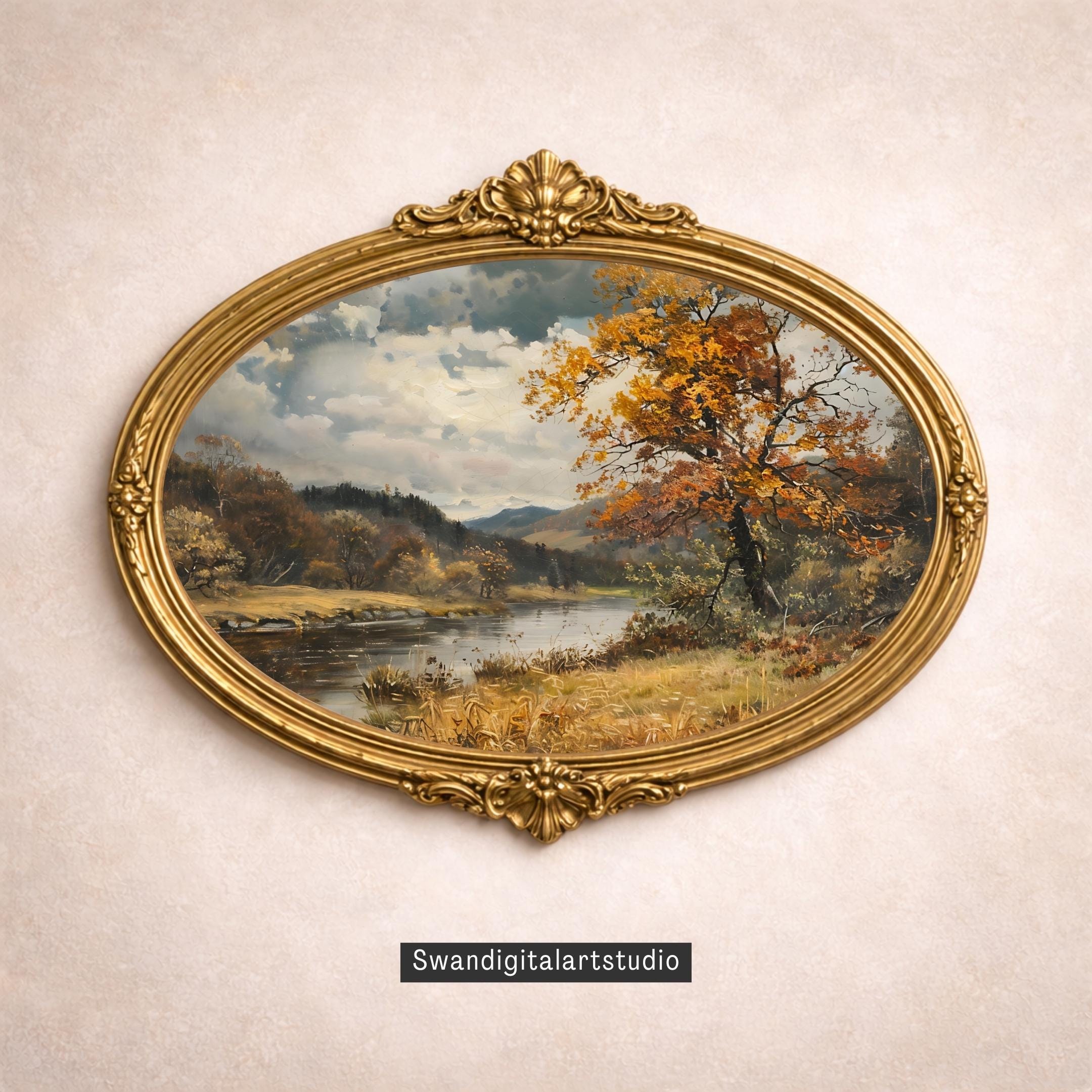 Autumn Landscape Wall Art Printable | Vintage Fall Countryside Painting ...