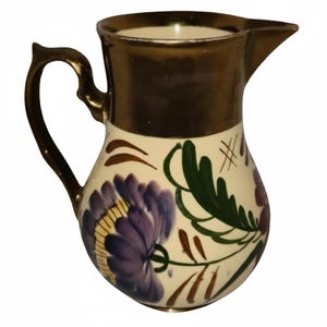 Vintage Wade England Copper Luster Pitcher | Hand-Painted Harvest Peonies Creamer | 1947–1955