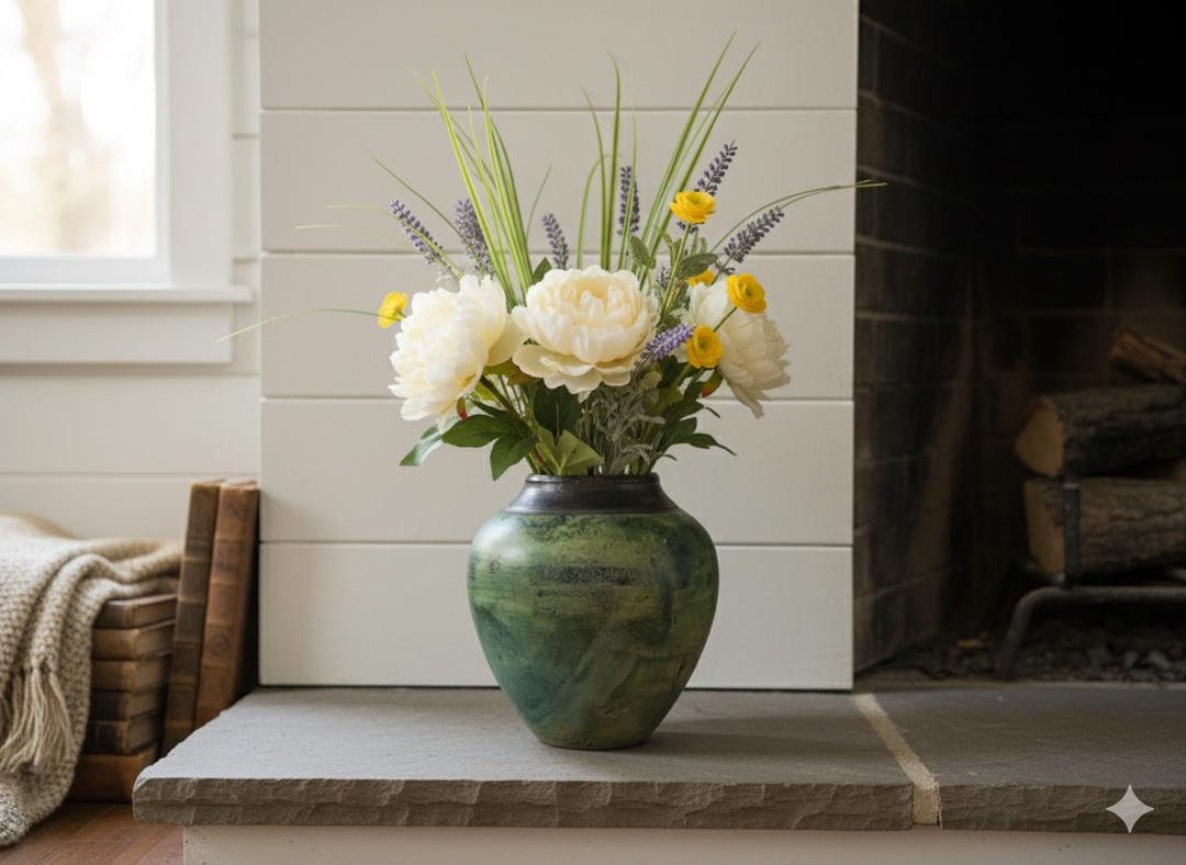 Signed Studio Pottery Vase MLR 1999 | Hand Thrown Green Stoneware ...