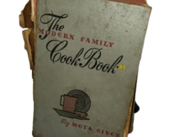 1953 The Modern Family Cook Book Meta Given Vintage Cookbook Hardcover w Handwritten Recipes & Clippings